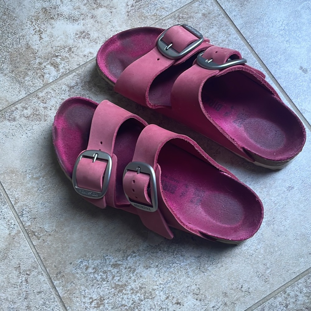 Birkenstock Arizona Big Buckle Nubuck Leather Color Tulip Size 37
